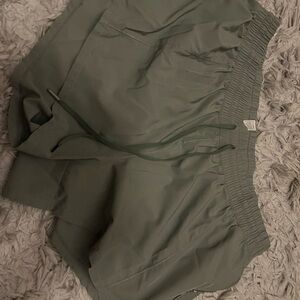 Green Elastic Waist Shorts